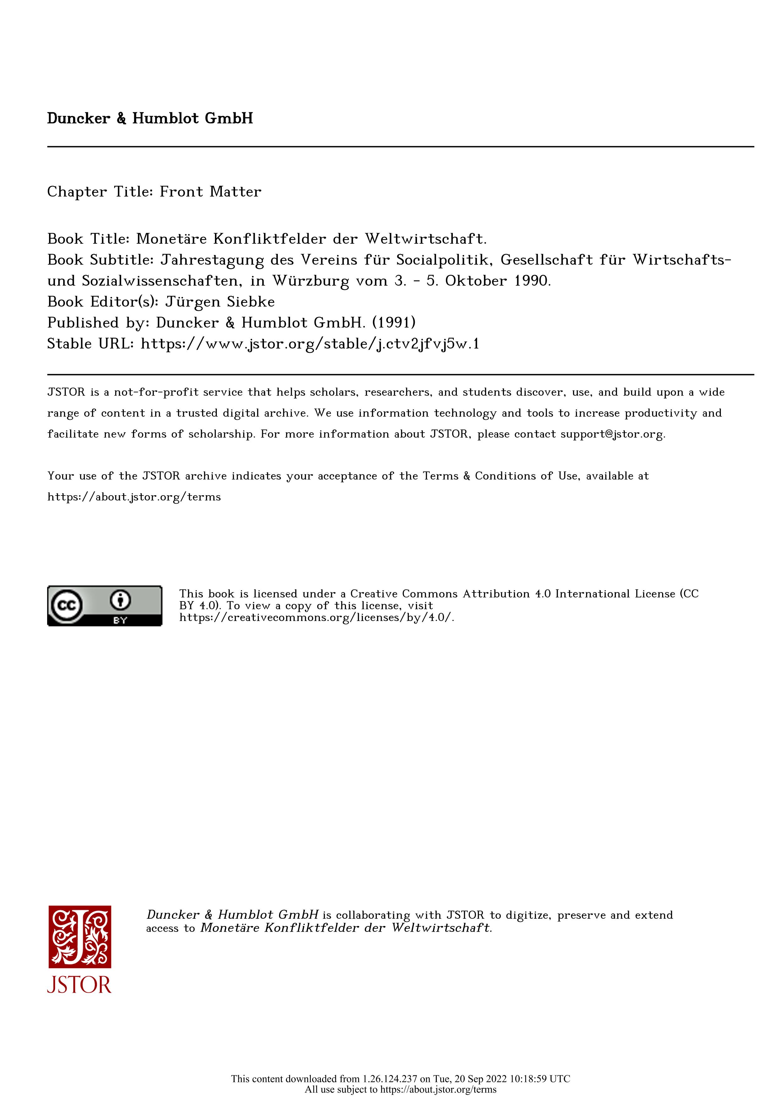 《Monetäre Konfliktfelder der Weltwirtschaft Jahrestang des Vereins für Socialpolitik, Gesellschaft für Wirtschafts- und Sozialwissenschaften, in Würzburg vom 3. - 5. Oktober 1990》PDF Siebke, Jürgen